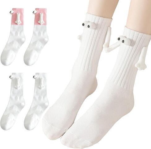 2 Pairs Magnetic Holding Hands Socks, Novelty Best Friend 3D Socks, Funny Gifts for Women & Men, Teens, Couples, Friends in Saudi Arabia