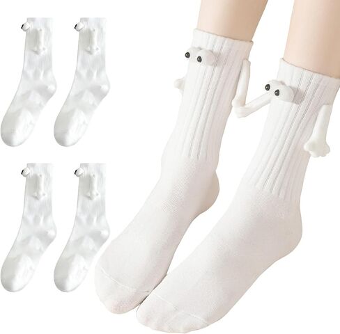 2 Pairs Magnetic Holding Hands Socks, Novelty Best Friend 3D Socks, Funny Gifts for Women & Men, Teens, Couples, Friends in Saudi Arabia