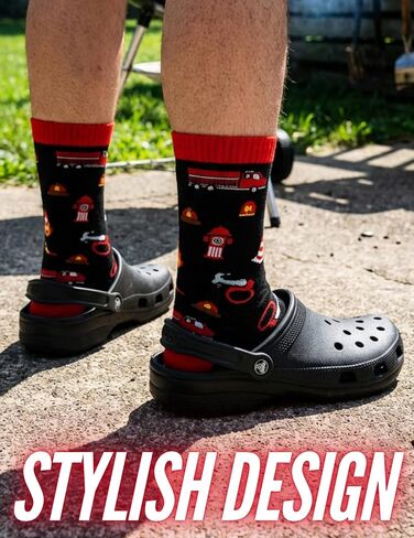 InnoBeta Firefighter Gifts for Men, Fireman Socks for Men Women, One Size Crew Socks - If You Can Read This, This Fireman Is Off Duty in Saudi Arabia