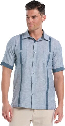 Cubavera Mens Linen Blend Cross Dye Short Sleeve Guayabera Shirt, Available in Big & Tall in Saudi Arabia