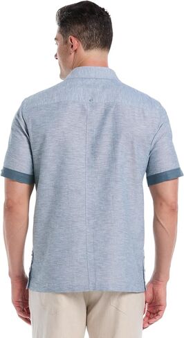 Cubavera Mens Linen Blend Cross Dye Short Sleeve Guayabera Shirt, Available in Big & Tall in Saudi Arabia