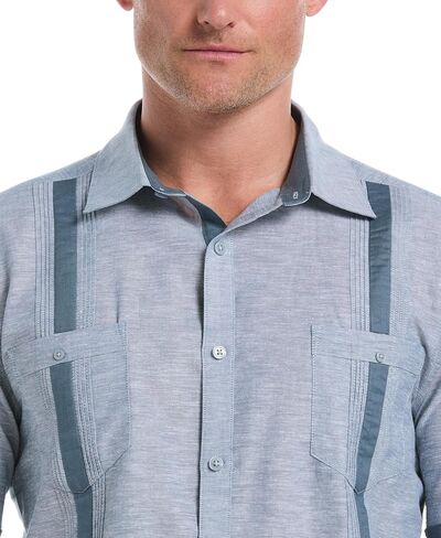 Cubavera Mens Linen Blend Cross Dye Short Sleeve Guayabera Shirt, Available in Big & Tall in Saudi Arabia