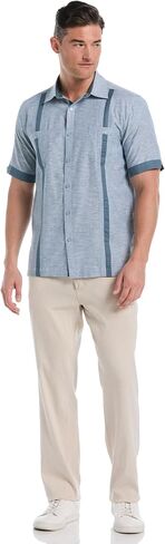Cubavera Mens Linen Blend Cross Dye Short Sleeve Guayabera Shirt, Available in Big & Tall in Saudi Arabia