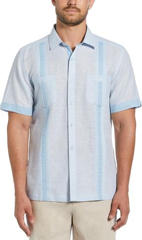 Cubavera Mens Linen Blend Cross Dye Short Sleeve Guayabera Shirt, Available in Big & Tall in Saudi Arabia