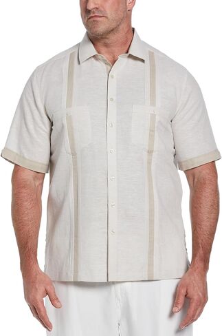 Cubavera Mens Linen Blend Cross Dye Short Sleeve Guayabera Shirt, Available in Big & Tall in Saudi Arabia