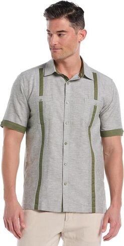 Cubavera Mens Linen Blend Cross Dye Short Sleeve Guayabera Shirt, Available in Big & Tall in Saudi Arabia