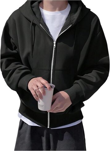 GORGLITTER Men's Oversized Zip Up Hoodie Casual Long Sleeve Jacket Hooded Sweatshirt Streetwear in Saudi Arabia