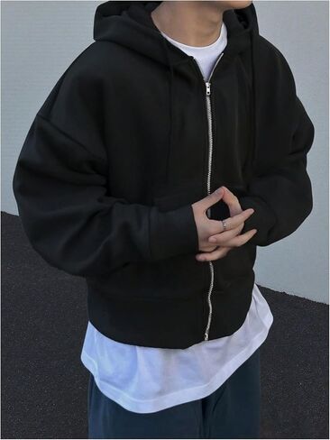 GORGLITTER Men's Oversized Zip Up Hoodie Casual Long Sleeve Jacket Hooded Sweatshirt Streetwear in Saudi Arabia