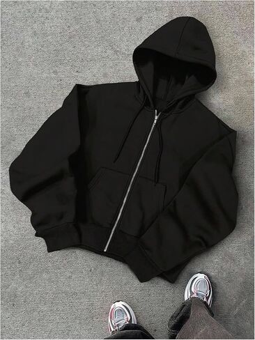 GORGLITTER Men's Oversized Zip Up Hoodie Casual Long Sleeve Jacket Hooded Sweatshirt Streetwear in Saudi Arabia