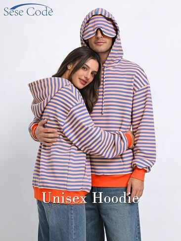 SeSe Code Hoodie With Eye Mask Striped Airplane Travel Womens Mens Oversized Sweatshirt Sleep Pullover Color Block in Saudi Arabia