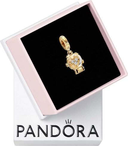 PANDORA Moments Heart Snowflake Snow Globe Dangle Charm - 14K Gold-Plated Charm with Cubic Zirconia & Glass - Jewelry for Women - Includes Gift Box in Saudi Arabia
