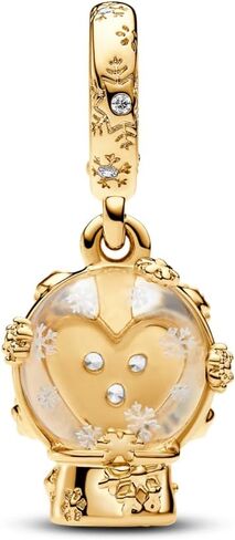PANDORA Moments Heart Snowflake Snow Globe Dangle Charm - 14K Gold-Plated Charm with Cubic Zirconia & Glass - Jewelry for Women - Includes Gift Box in Saudi Arabia
