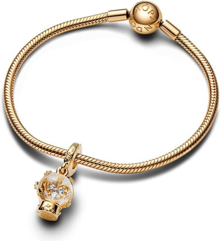 PANDORA Moments Heart Snowflake Snow Globe Dangle Charm - 14K Gold-Plated Charm with Cubic Zirconia & Glass - Jewelry for Women - Includes Gift Box in Saudi Arabia