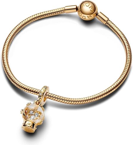 PANDORA Moments Heart Snowflake Snow Globe Dangle Charm - 14K Gold-Plated Charm with Cubic Zirconia & Glass - Jewelry for Women - Includes Gift Box in Saudi Arabia