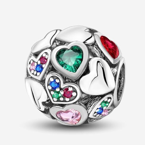 1 PC Fashionable Silver Red Love Series Beads Pendant Ball Suitable for DIY Women's Jewelry in Saudi Arabia