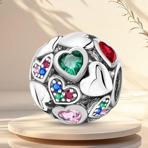 1 PC Fashionable Silver Red Love Series Beads Pendant Ball Suitable for DIY Women's Jewelry in Saudi Arabia
