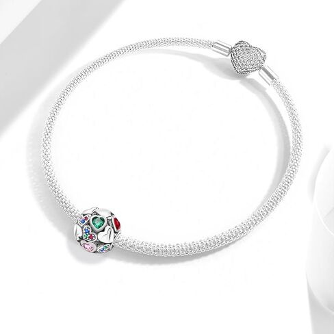 1 PC Fashionable Silver Red Love Series Beads Pendant Ball Suitable for DIY Women's Jewelry in Saudi Arabia