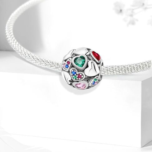 1 PC Fashionable Silver Red Love Series Beads Pendant Ball Suitable for DIY Women's Jewelry in Saudi Arabia