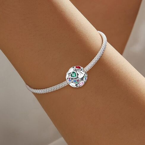 1 PC Fashionable Silver Red Love Series Beads Pendant Ball Suitable for DIY Women's Jewelry in Saudi Arabia