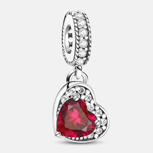 1 PC Fashionable Silver Red Love Series Beads Pendant Ball Suitable for DIY Women's Jewelry in Saudi Arabia