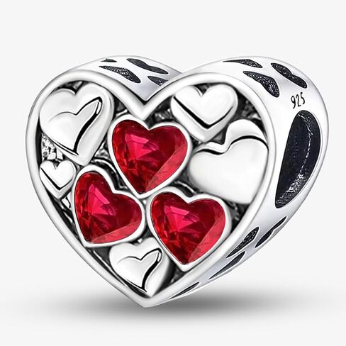 1 PC Fashionable Silver Red Love Series Beads Pendant Ball Suitable for DIY Women's Jewelry in Saudi Arabia