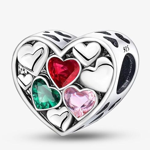 1 PC Fashionable Silver Red Love Series Beads Pendant Ball Suitable for DIY Women's Jewelry in Saudi Arabia