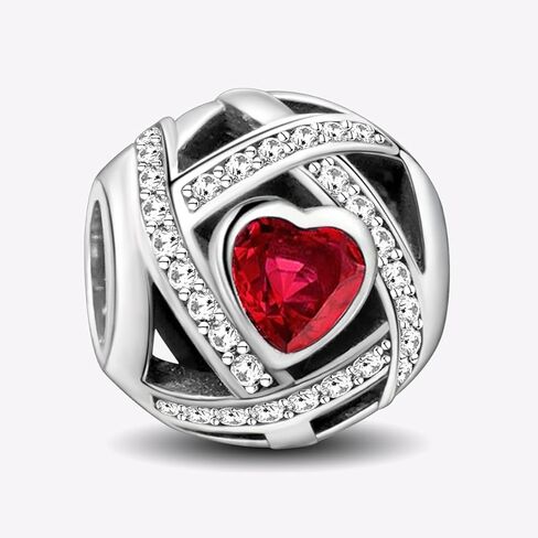 1 PC Fashionable Silver Red Love Series Beads Pendant Ball Suitable for DIY Women's Jewelry in Saudi Arabia