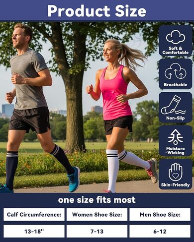 Cuffbow 4 Pairs Knee High Socks with Grips for Men Women Striped Non Slip Grip Socks for Soccer Training Football Workout Yoga Pilates Nursing in Saudi Arabia