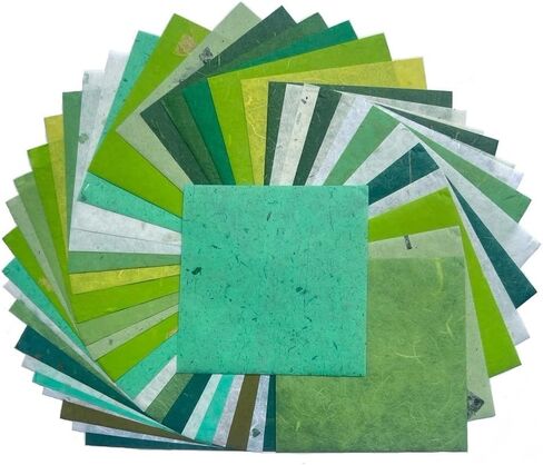 50 Designs 50 Sheets 6 x 6 Inches Natural Fiber Leaves Rice Straw Mulberry paper Sheets Square Origami Paper Arts Folding Craft, Square Folding Paper for DIY Crafts Mixed Colors Rice Straw etc., in Kuwait