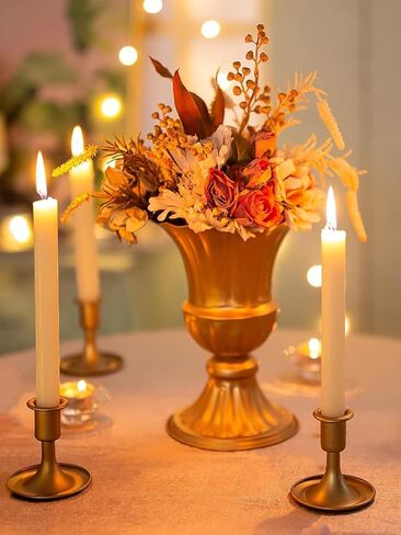 Set of 2 Gold Taper Candle Holders, Candlestick Holders Taper Candle Holders for Table Centerpiece, Candle Stick Holder Bulk for Wedding Reception, Festive Christmas Mantel Decoration in Saudi Arabia