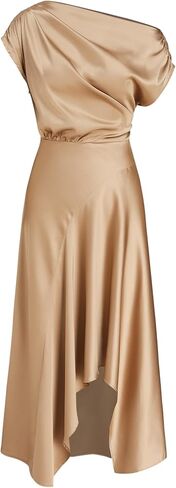 CIDER Summer Maxi Dress Boat Neck Asymmetrical Ruffle Sleeveless Cocktail Dress in Saudi Arabia
