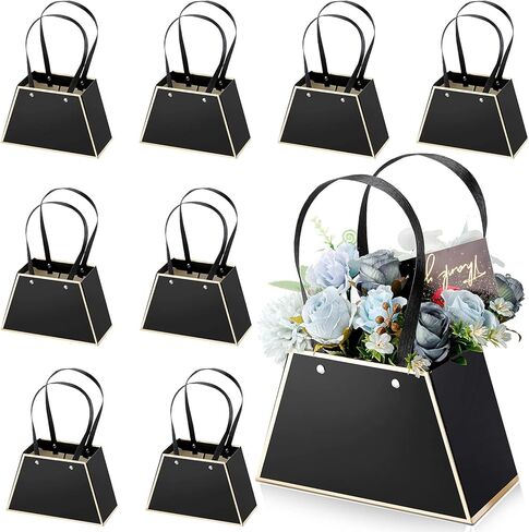 Sepamoon 8 Pcs Flower Bouquet Gift Bags Bulk Women for Arrangements 2025 Graduation Mother's Day Wedding Birthday Portable Flower Wrapping Paper Bag with Handle Waterproof Empty Florist Box(White) in Saudi Arabia