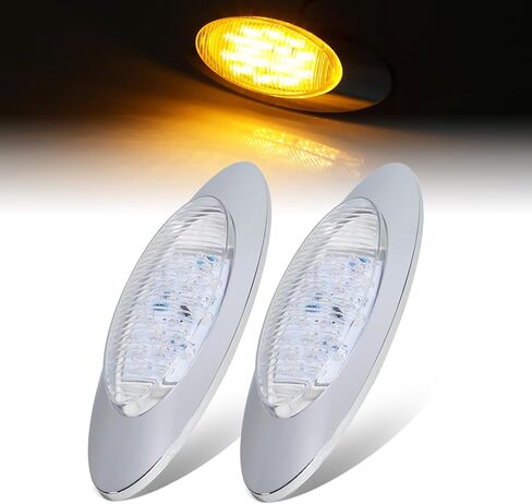 LEDVILLAGE 10 قطع 3/4 بوصة عدسات شفافة 5 كهرمان + 5 ضوء أحمر، زر رصاصة SMD مصابيح مؤشر جانبية SMD لمبة محكمة الغلق لشاحنة مقطورة بيك اب RV 12V DC 3LED in Kuwait