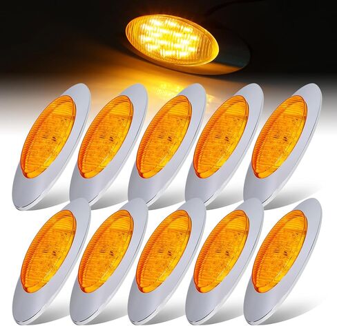 LEDVILLAGE 10 قطع 3/4 بوصة عدسات شفافة 5 كهرمان + 5 ضوء أحمر، زر رصاصة SMD مصابيح مؤشر جانبية SMD لمبة محكمة الغلق لشاحنة مقطورة بيك اب RV 12V DC 3LED in Kuwait