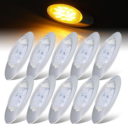 LEDVILLAGE 10 قطع 3/4 بوصة عدسات شفافة 5 كهرمان + 5 ضوء أحمر، زر رصاصة SMD مصابيح مؤشر جانبية SMD لمبة محكمة الغلق لشاحنة مقطورة بيك اب RV 12V DC 3LED in Kuwait