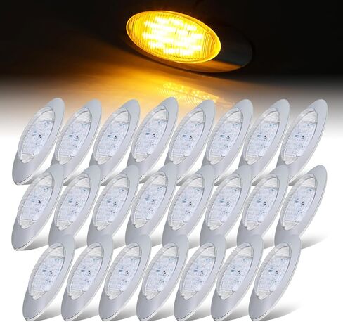 LEDVILLAGE 10 قطع 3/4 بوصة عدسات شفافة 5 كهرمان + 5 ضوء أحمر، زر رصاصة SMD مصابيح مؤشر جانبية SMD لمبة محكمة الغلق لشاحنة مقطورة بيك اب RV 12V DC 3LED in Kuwait