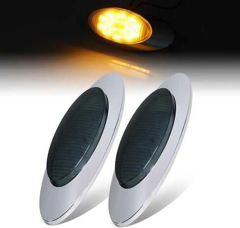 LEDVILLAGE 10 قطع 3/4 بوصة عدسات شفافة 5 كهرمان + 5 ضوء أحمر، زر رصاصة SMD مصابيح مؤشر جانبية SMD لمبة محكمة الغلق لشاحنة مقطورة بيك اب RV 12V DC 3LED in Kuwait