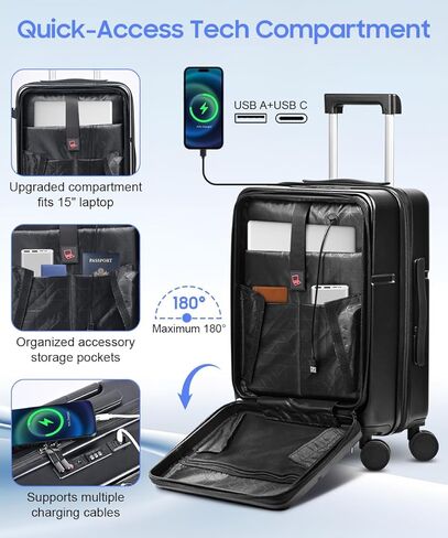 20 Inch Carry On Luggage 22x14x9 Airline Approved, Expandable Hard Shell Carry On Suitcase with Spinner Wheels, TSA Lock, Cosmetic Case Included in Saudi Arabia