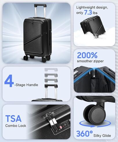 20 Inch Carry On Luggage 22x14x9 Airline Approved, Expandable Hard Shell Carry On Suitcase with Spinner Wheels, TSA Lock, Cosmetic Case Included in Saudi Arabia