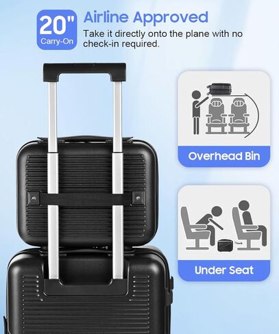 20 Inch Carry On Luggage 22x14x9 Airline Approved, Expandable Hard Shell Carry On Suitcase with Spinner Wheels, TSA Lock, Cosmetic Case Included in Saudi Arabia