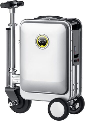 حقيبة كهربائية ذكية للركوب سعة 26 لتر، سكوتر أمتعة خفيف الوزن بمحرك للسفر مع قفل TSA، إطار من الألومنيوم المقاوم للماء (فضي) in Kuwait