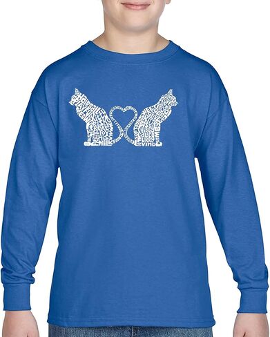 Cat Tail Hearts - Boy's Word Art Long Sleeve T-Shirt in Saudi Arabia