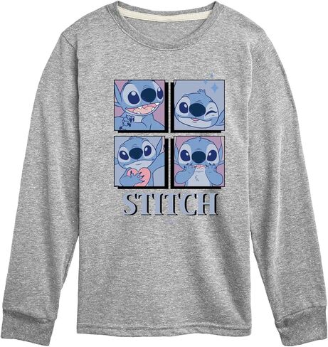 تي شيرت ديزني - Lilo & Stitch - All The Expressions of Stitch - تي شيرت برسومات بأكمام طويلة للأطفال والشباب in Saudi Arabia