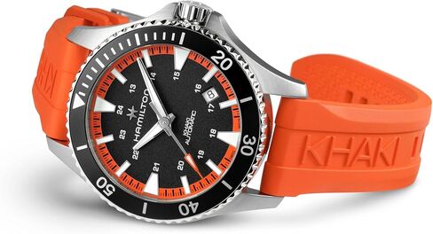 Hamilton Khaki Navy Scuba Automatic Men's Watch, 40mm Stainless Steel Case, Swiss Made, Black Dial Analog Wrist Watch for Men, 100m Waterproof, Sapphire Crystal, 3-Hand Movement, Rubber Strap in Saudi Arabia
