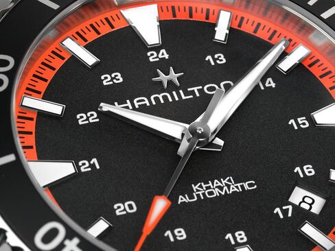 Hamilton Khaki Navy Scuba Automatic Men's Watch, 40mm Stainless Steel Case, Swiss Made, Black Dial Analog Wrist Watch for Men, 100m Waterproof, Sapphire Crystal, 3-Hand Movement, Rubber Strap in Saudi Arabia