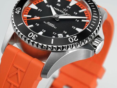 Hamilton Khaki Navy Scuba Automatic Men's Watch, 40mm Stainless Steel Case, Swiss Made, Black Dial Analog Wrist Watch for Men, 100m Waterproof, Sapphire Crystal, 3-Hand Movement, Rubber Strap in Saudi Arabia