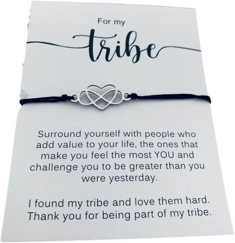 Infinity Collection Tribe Bracelet, Gift For Your Tribe, Best Friend Gift, Adjustable Silver Stainless Steel Celtic Heart Knot Friendship Cord Bracelet, Gift for Her, Gift for Friends in Saudi Arabia