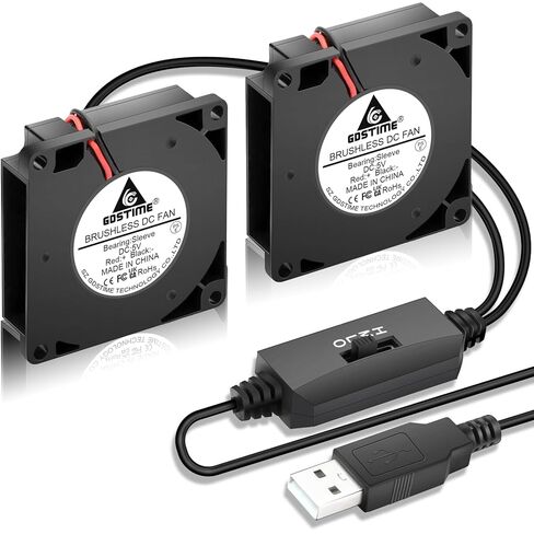 GDSTIME 2-pack 75mm × 15 مم من مروحة منفاخ USB مع 3 سرعات التحكم في السرعة ، DC 5V مروحة تبريد توربو بدون فرش لجوائز محمول الطابعة ثلاثية الأبعاد in Kuwait