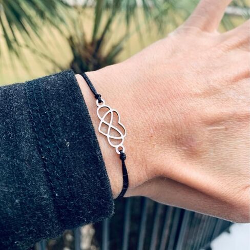 Infinity Collection Tribe Bracelet, Gift For Your Tribe, Best Friend Gift, Adjustable Silver Stainless Steel Celtic Heart Knot Friendship Cord Bracelet, Gift for Her, Gift for Friends in Saudi Arabia