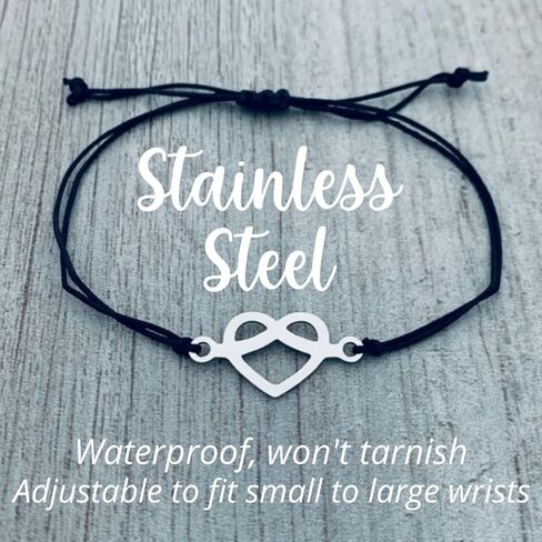 Infinity Collection Tribe Bracelet, Gift For Your Tribe, Best Friend Gift, Adjustable Silver Stainless Steel Celtic Heart Knot Friendship Cord Bracelet, Gift for Her, Gift for Friends in Saudi Arabia